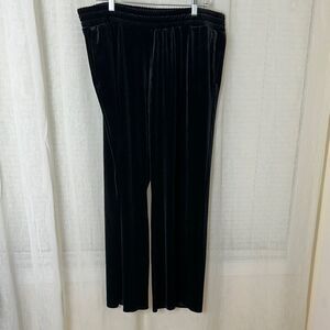 J.Jill 2X Black Wearever Collection Velour Wide Leg Pull-on Pants with Pockets